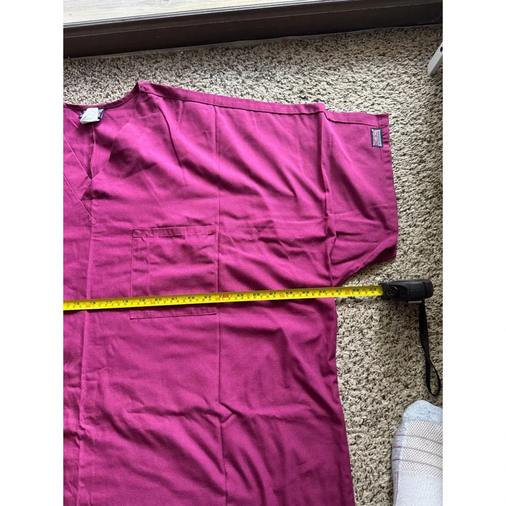 Cherokee Workwear Scrub Set 3XL Wine Burgundy V-Neck Top Drawstring Cargo Pants